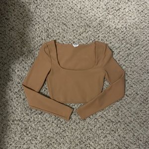 Brown Square Neck Long Sleeve